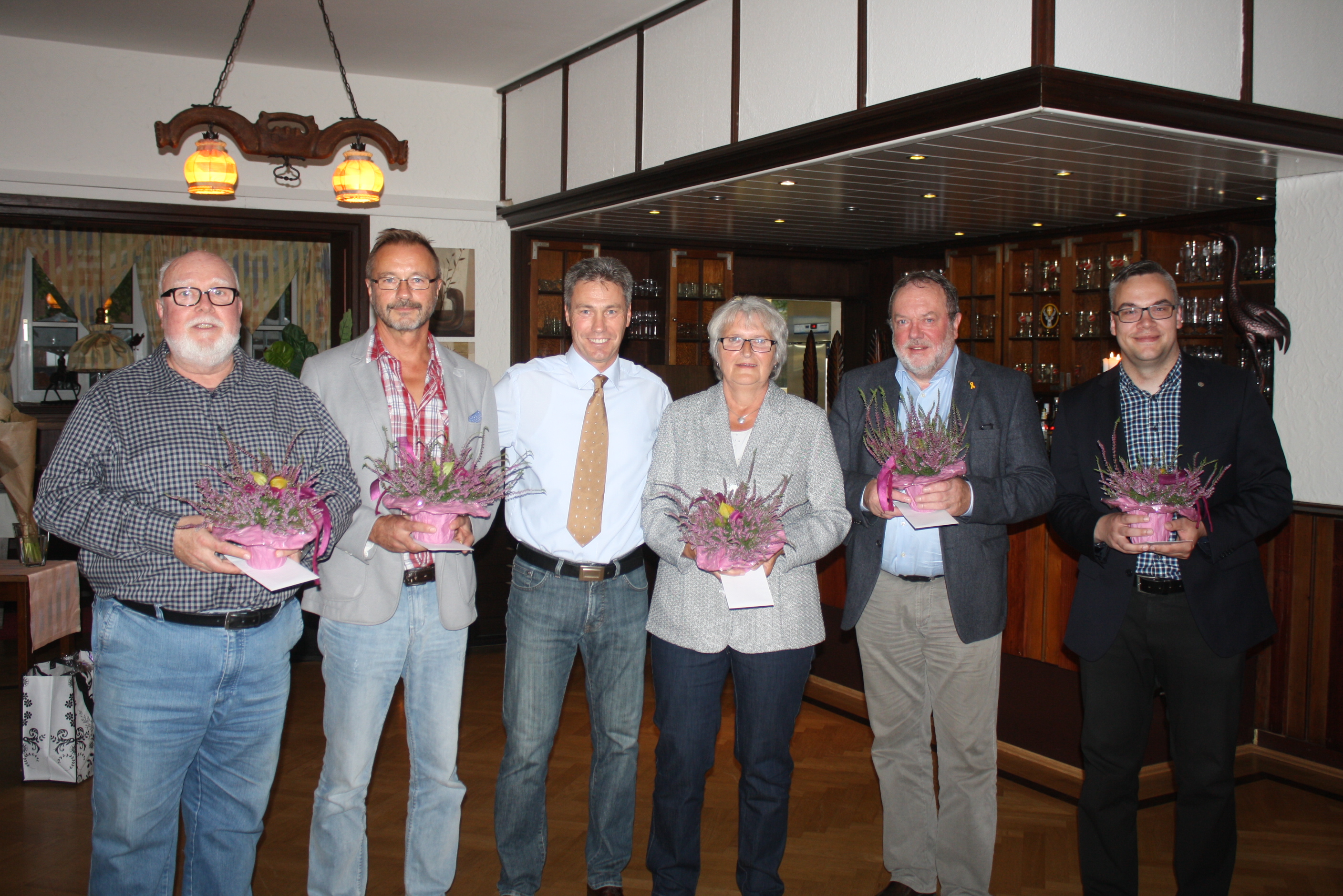 Die Moderatoren des Stadtgesprchs Uwe Krner, Gerd Fischer, Helga Diekmann, Frank Stangneth mit Stadtverbandsvorsitzendem Stefan Sorge und Kreisvorsitzendem Gerd Engel